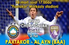 "Paxtakor"ning BAA klublariga qarshi ko'rsatkichi