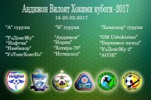 "Андижон Вилояти Ҳоким кубоги-2017"да 12та клуб иштирок этади