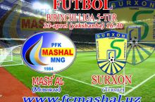 Birinchi liga. "Mashal-2" - "Surxon" uchrashuvining boshlanish vaqti malum
