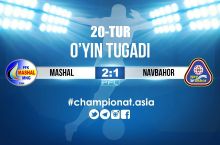 Oliy liga. 20-tur. "Mashal" "Navbahor"dan ustun keldi