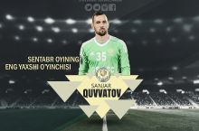 Oy laureati. Sanjar Quvvatov - sentyabr oyining "Eng yaxshi futbolchisi"