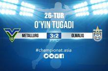 Oliy liga. 26-tur. "Metallurg" o'z maydonida "Olmaliq"ni mag'lub etdi