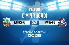 Oliy liga. "Bunyodkor" "Navbahor" bilan o'yinda g'alabani qo'ldan chiqardi