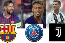 Messi yiliga 130 mln evro topadi, Ronaldu va Neymar kuchli uchlikda